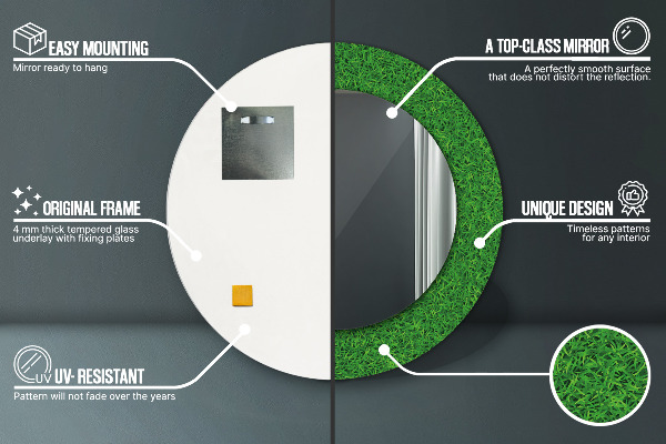 Miroir rond avec décoration L'herbe verte