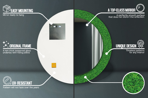 Miroir rond avec décoration L'herbe verte