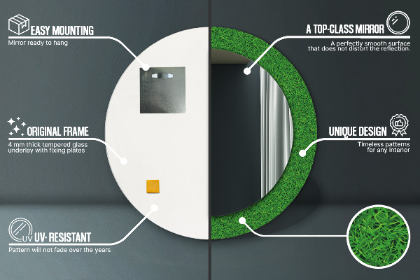 Miroir rond avec décoration L'herbe verte