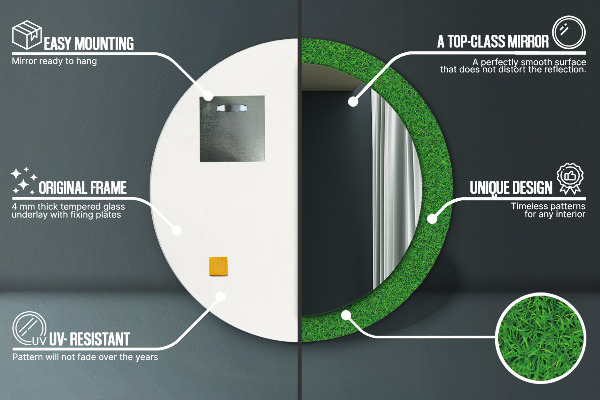 Miroir rond avec décoration L'herbe verte