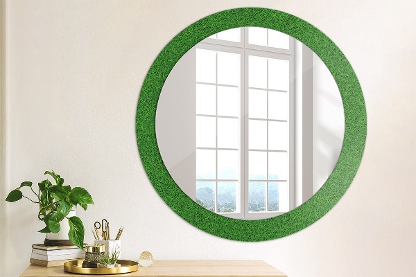 Miroir rond avec décoration L'herbe verte