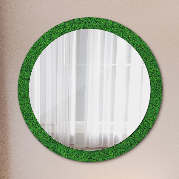 Miroir rond avec décoration L'herbe verte