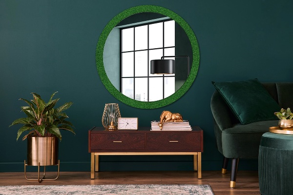 Miroir rond avec décoration L'herbe verte