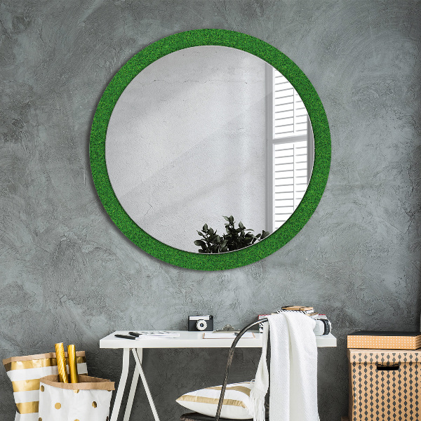 Miroir rond avec décoration L'herbe verte