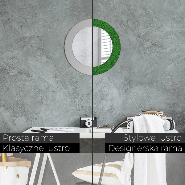 Miroir rond avec décoration L'herbe verte