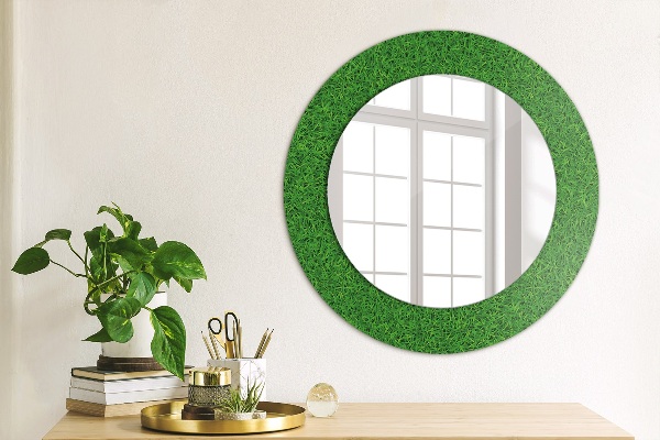 Miroir rond avec décoration L'herbe verte