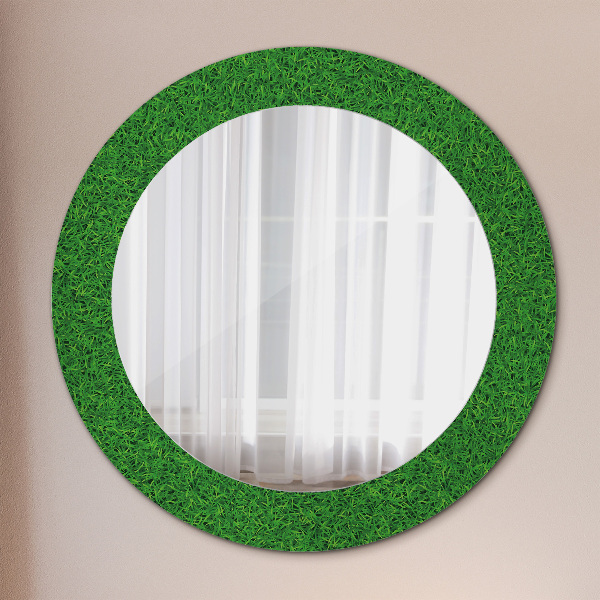 Miroir rond avec décoration L'herbe verte
