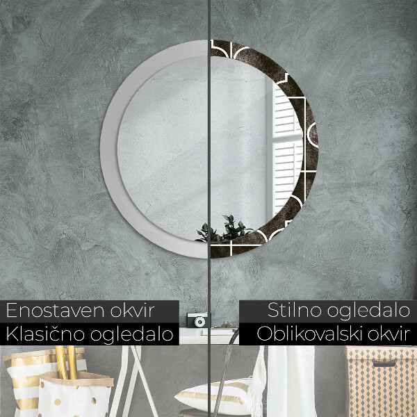 Miroir rond avec décoration Carreaux antiques