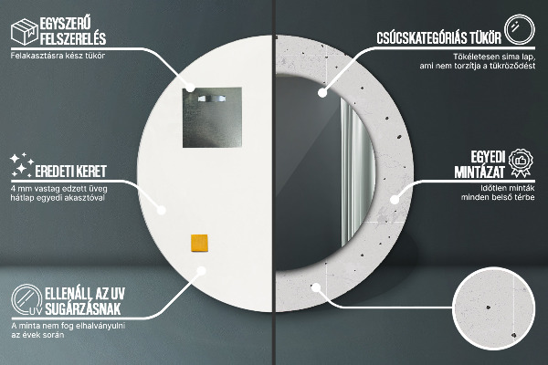 Miroir rond avec décoration Texture en béton