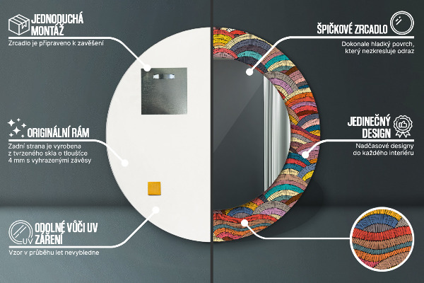 Miroir rond avec décoration Ornement bohémique