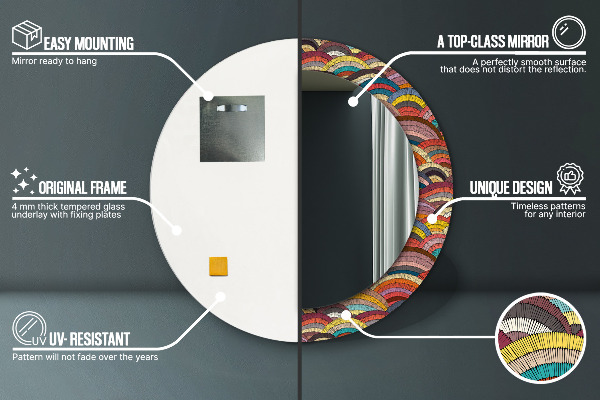 Miroir rond avec décoration Ornement bohémique