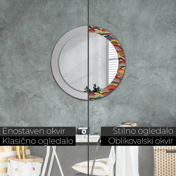 Miroir rond avec décoration Ornement bohémique