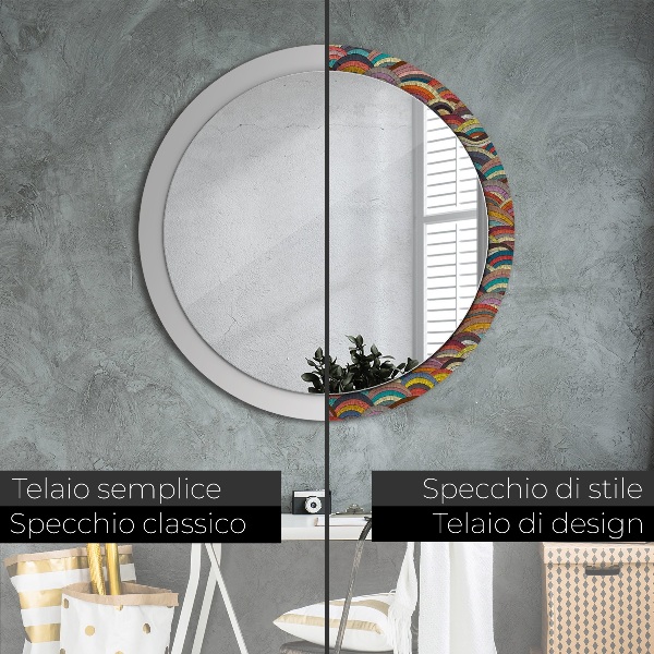 Miroir rond avec décoration Ornement bohémique
