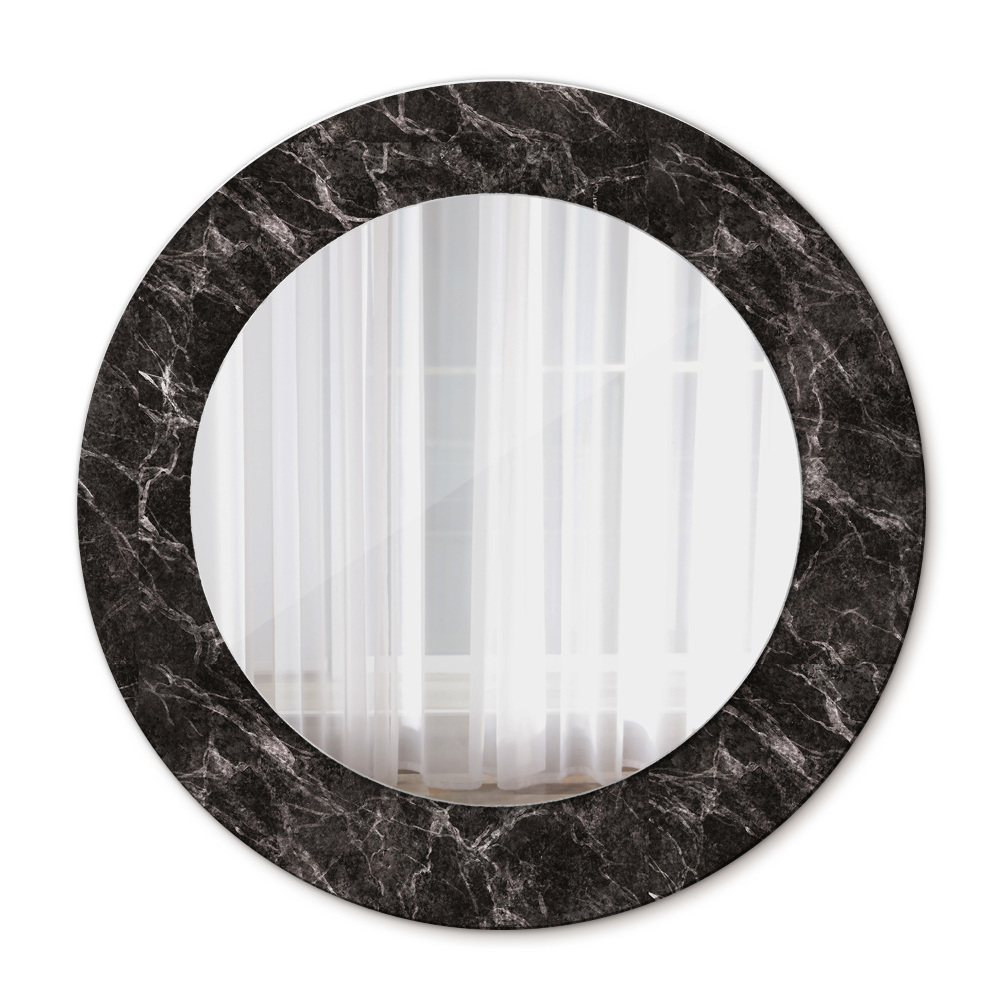 Miroir rond avec décoration Marbre noir