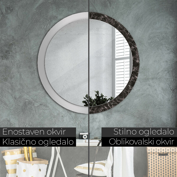 Miroir rond avec décoration Marbre noir
