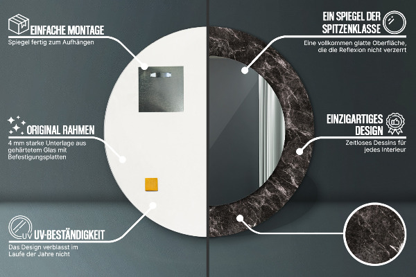 Miroir rond avec décoration Marbre noir