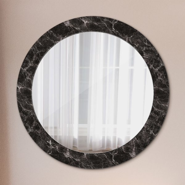 Miroir rond avec décoration Marbre noir