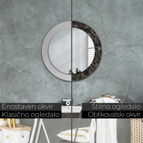Miroir rond avec décoration Marbre noir