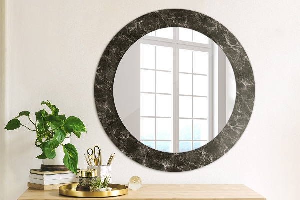 Miroir rond avec décoration Marbre noir