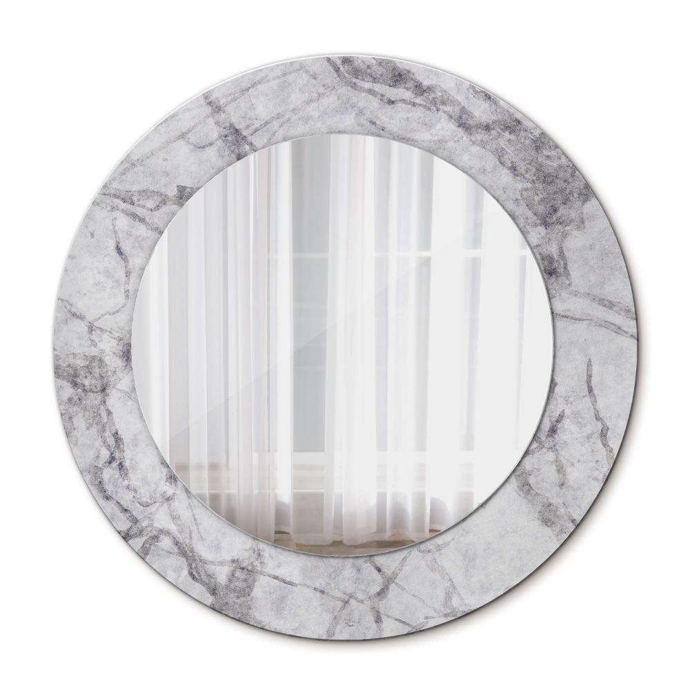 Miroir rond avec décoration Marbre blanc