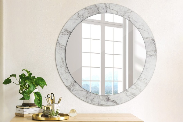 Miroir rond avec décoration Marbre blanc