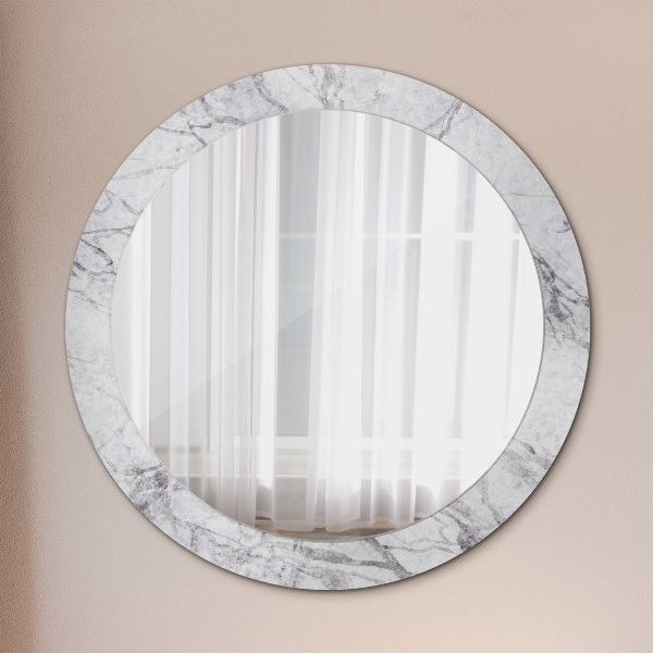 Miroir rond avec décoration Marbre blanc
