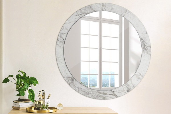 Miroir rond avec décoration Marbre blanc