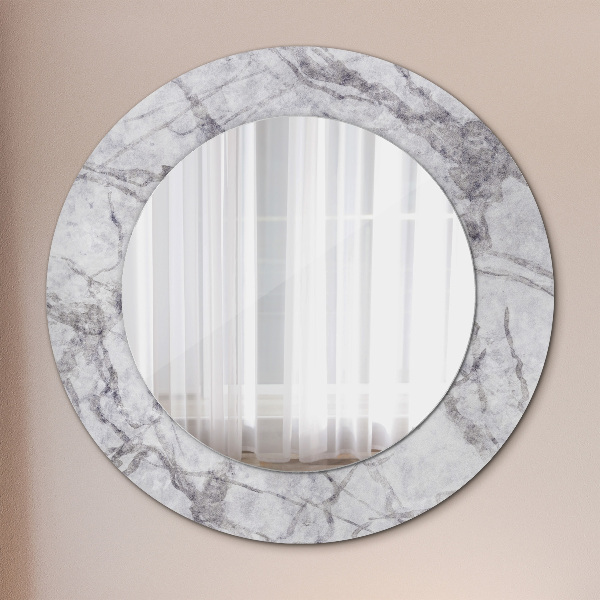 Miroir rond avec décoration Marbre blanc