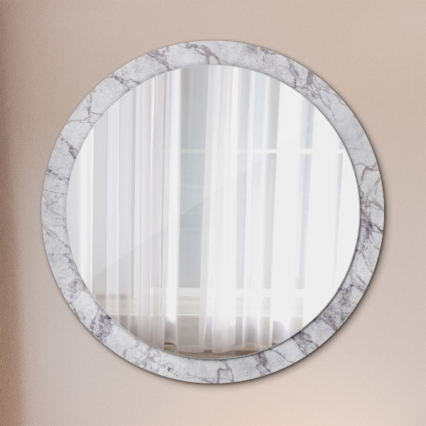 Miroir rond avec décoration Marbre blanc