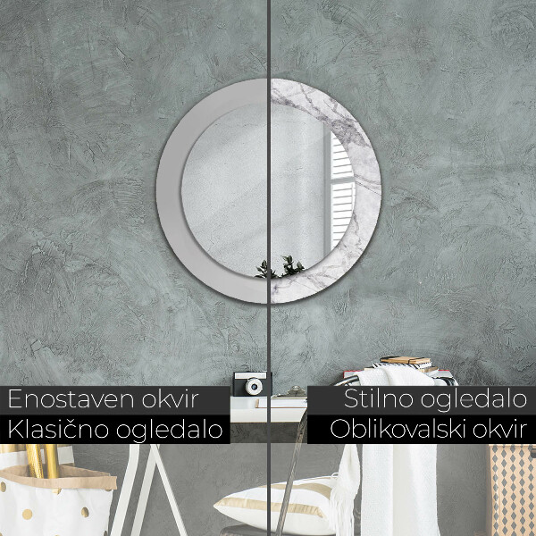 Miroir rond avec décoration Marbre blanc