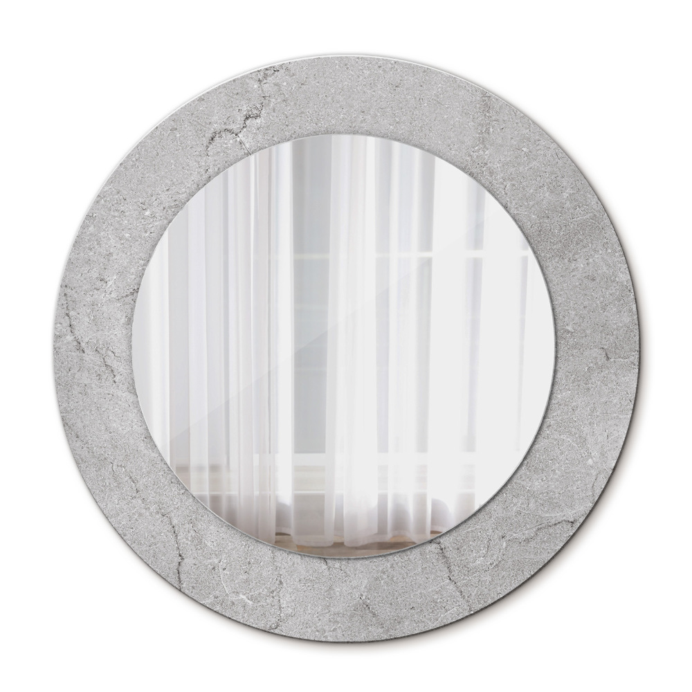 Miroir rond cadre avec impression Ciment gris