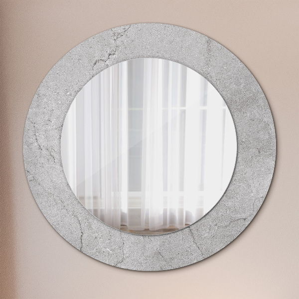 Miroir rond cadre avec impression Ciment gris