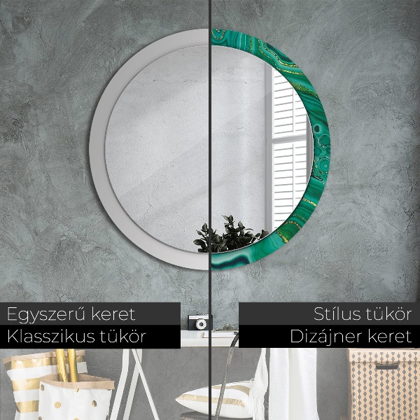 Miroir rond cadre avec impression Agate jaspis marble