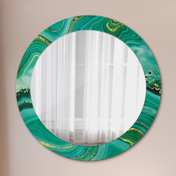 Miroir rond cadre avec impression Agate jaspis marble
