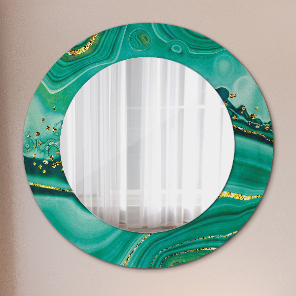 Miroir rond cadre avec impression Agate jaspis marble