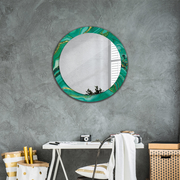 Miroir rond cadre avec impression Agate jaspis marble