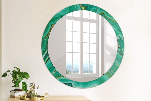Miroir rond cadre avec impression Agate jaspis marble
