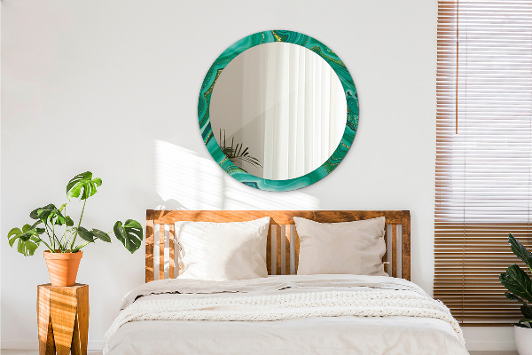 Miroir rond cadre avec impression Agate jaspis marble