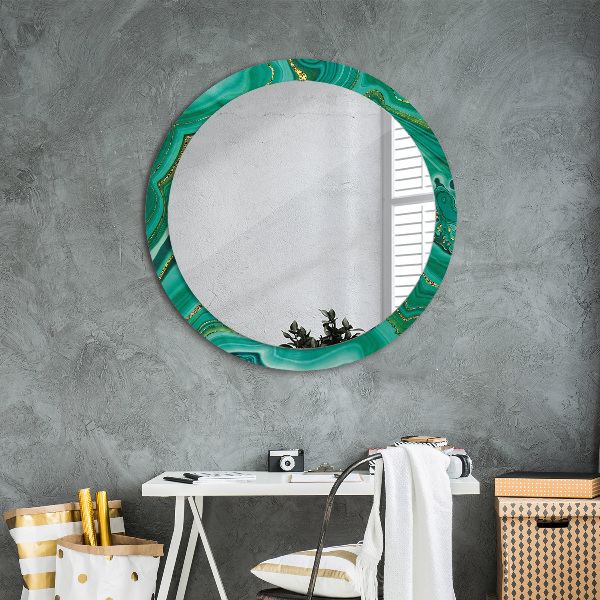 Miroir rond cadre avec impression Agate jaspis marble