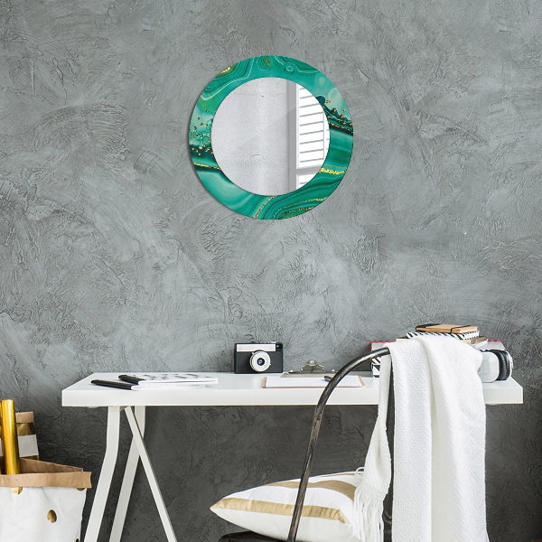 Miroir rond cadre avec impression Agate jaspis marble