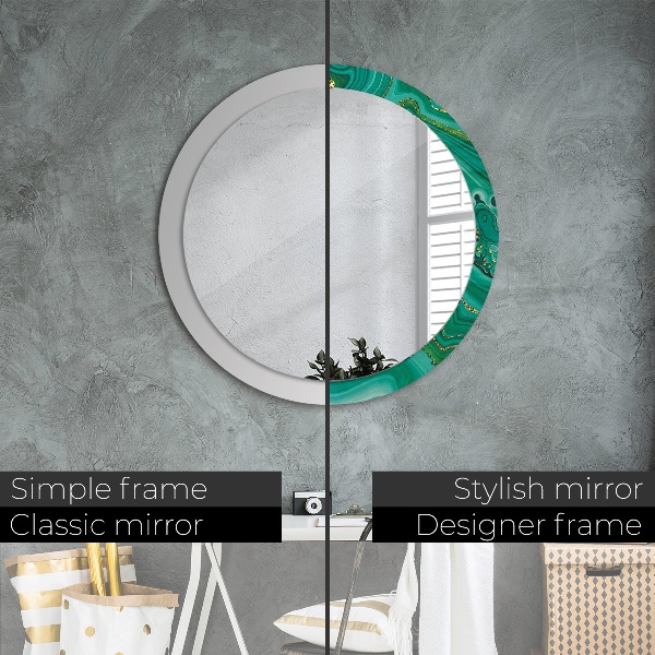 Miroir rond cadre avec impression Agate jaspis marble