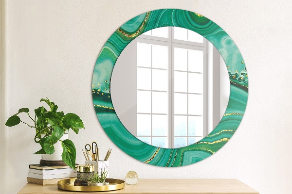 Miroir rond cadre avec impression Agate jaspis marble