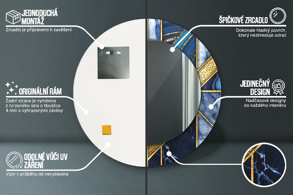 Miroir rond avec décoration Marbre moderne