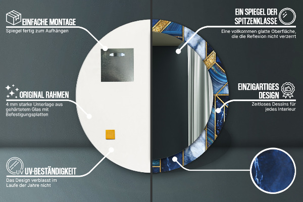 Miroir rond avec décoration Marbre moderne