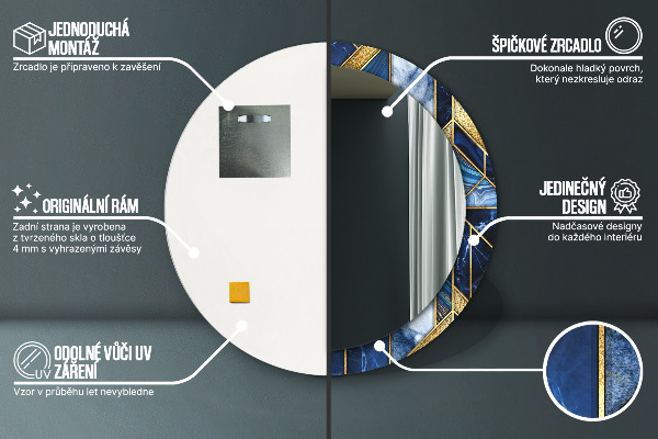 Miroir rond avec décoration Marbre moderne