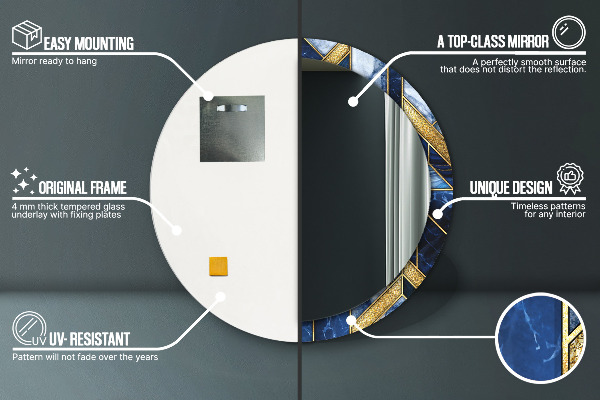 Miroir rond avec décoration Marbre moderne