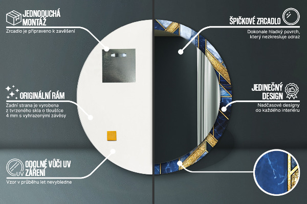 Miroir rond avec décoration Marbre moderne