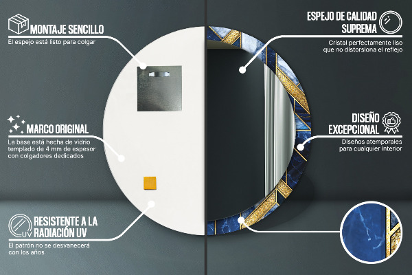 Miroir rond avec décoration Marbre moderne