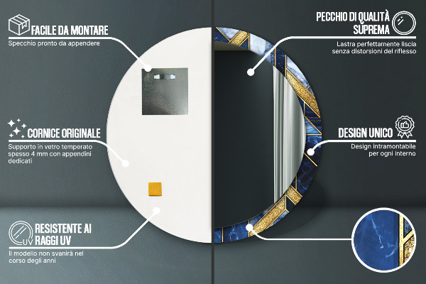 Miroir rond avec décoration Marbre moderne