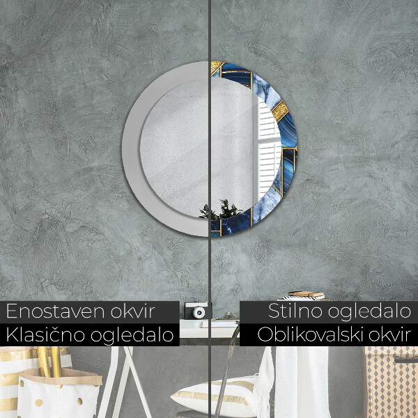 Miroir rond avec décoration Marbre moderne